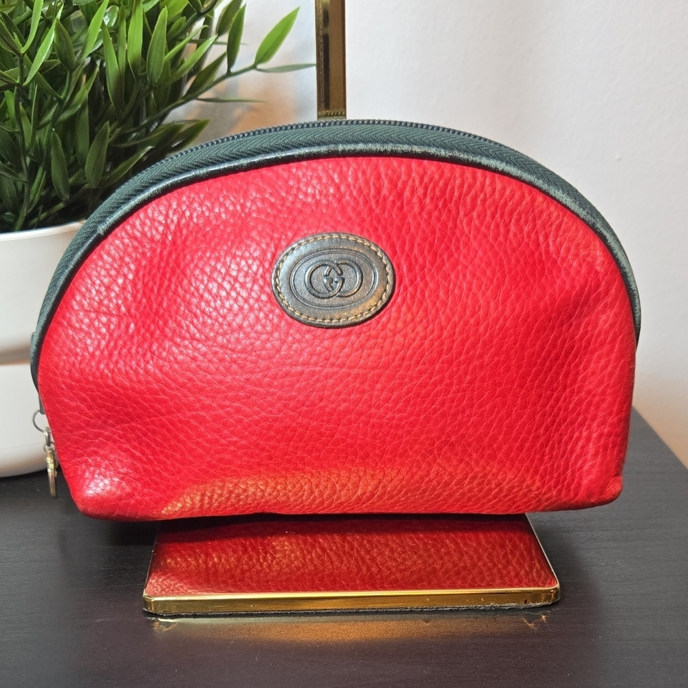 VINTAGE GUCCI RED/GREEN COSMETIC POUCH